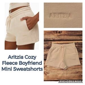 Aritzia Cozy Fleece Boyfriend Mini Sweatshort Blush Baby Light Pink Shorts M